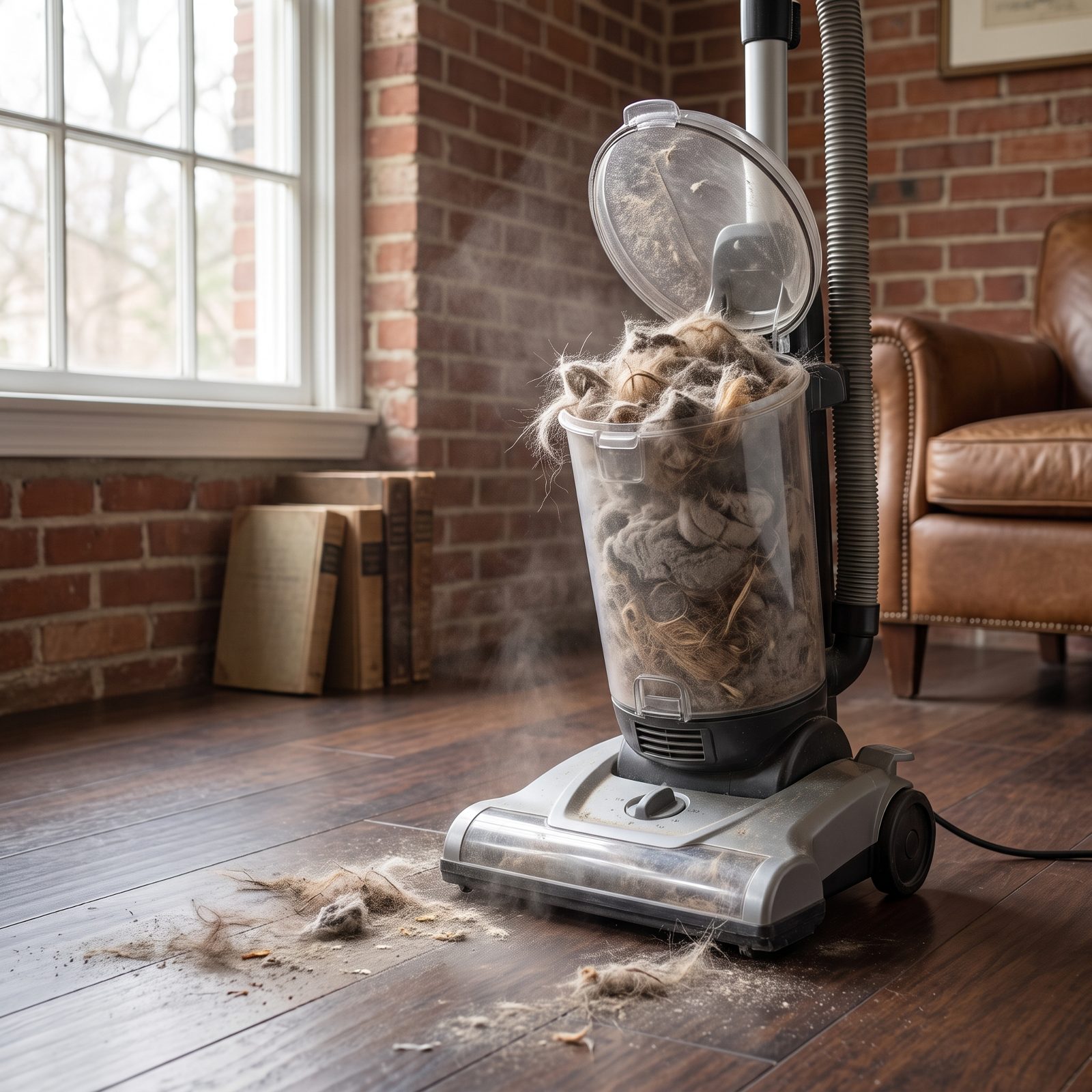 A Vacuum Bag Packed With Old Dust and Pet Hair
