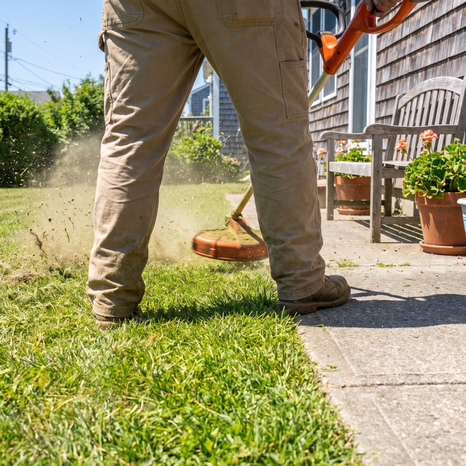 Walk the Trimmer the Right Direction So Debris Flies Inward