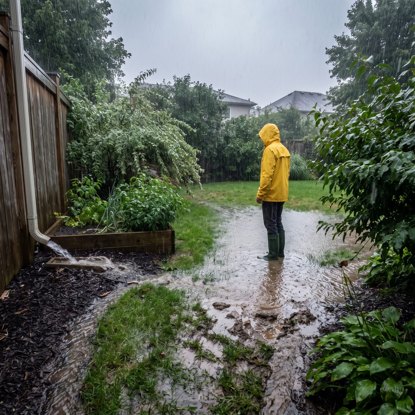 Walk the Yard During Heavy Rain to Find Hidden Drainage Problems