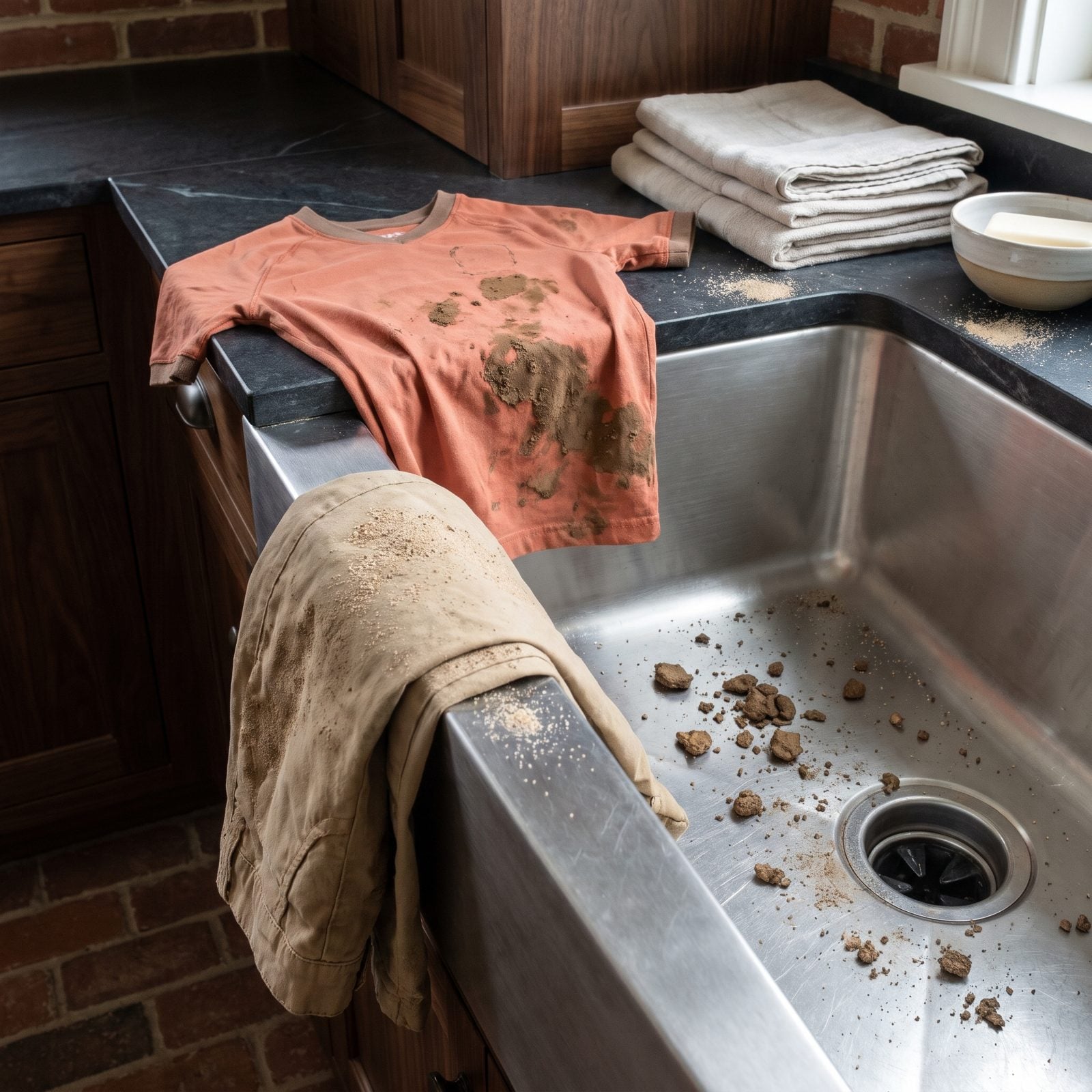 Washing Muddy or Sandy Clothing Without Removing Loose Debris