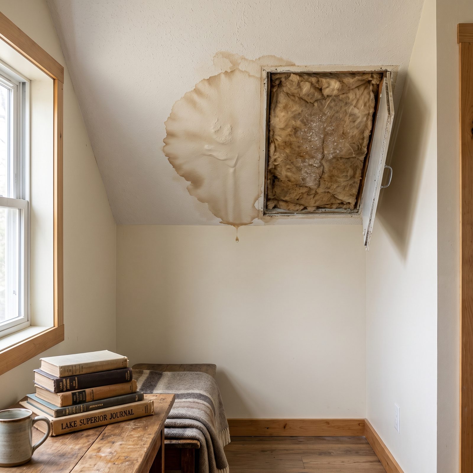 Wet Insulation Around a Hidden Roof Leak