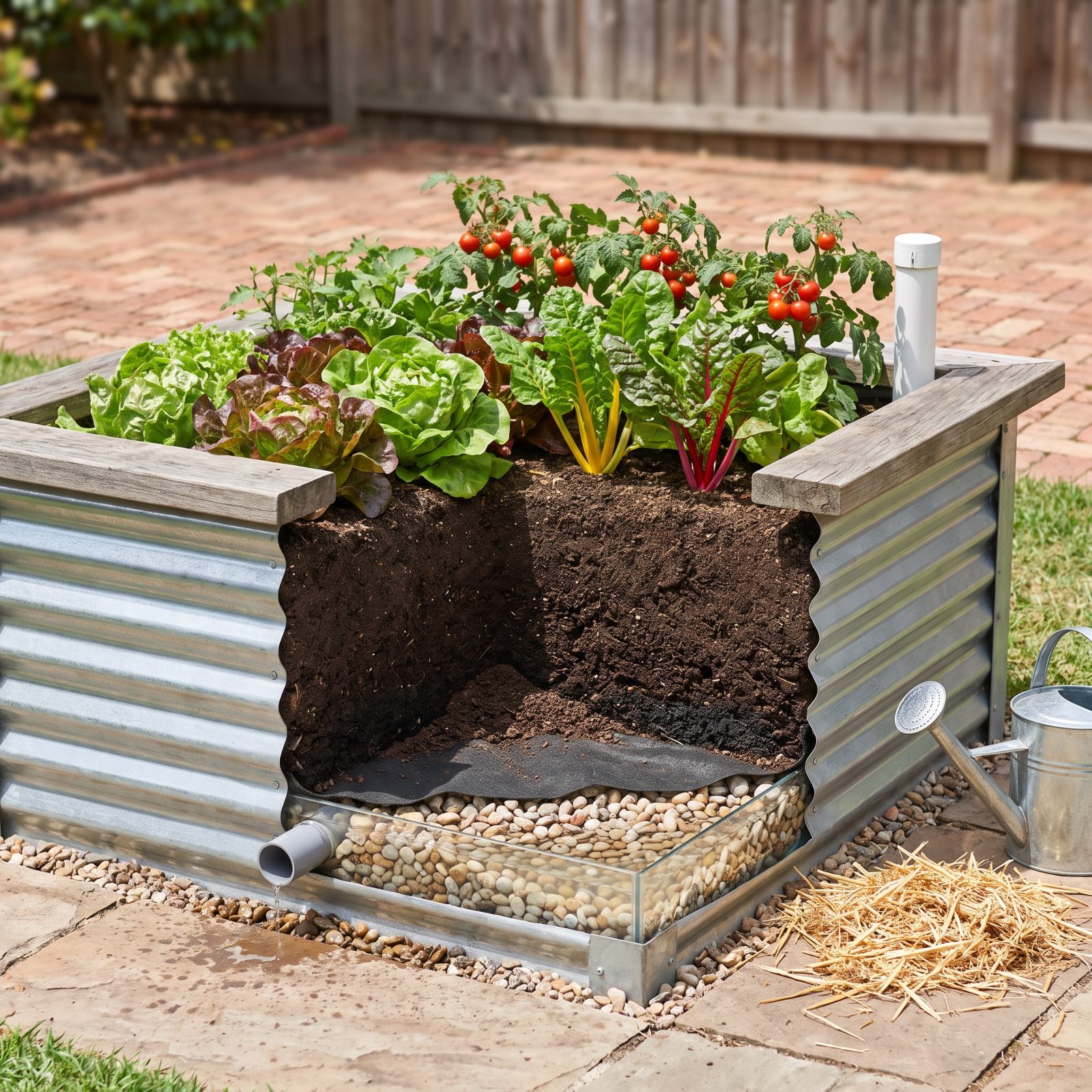 A Wicking Bed With a Water Reservoir Under the Soil