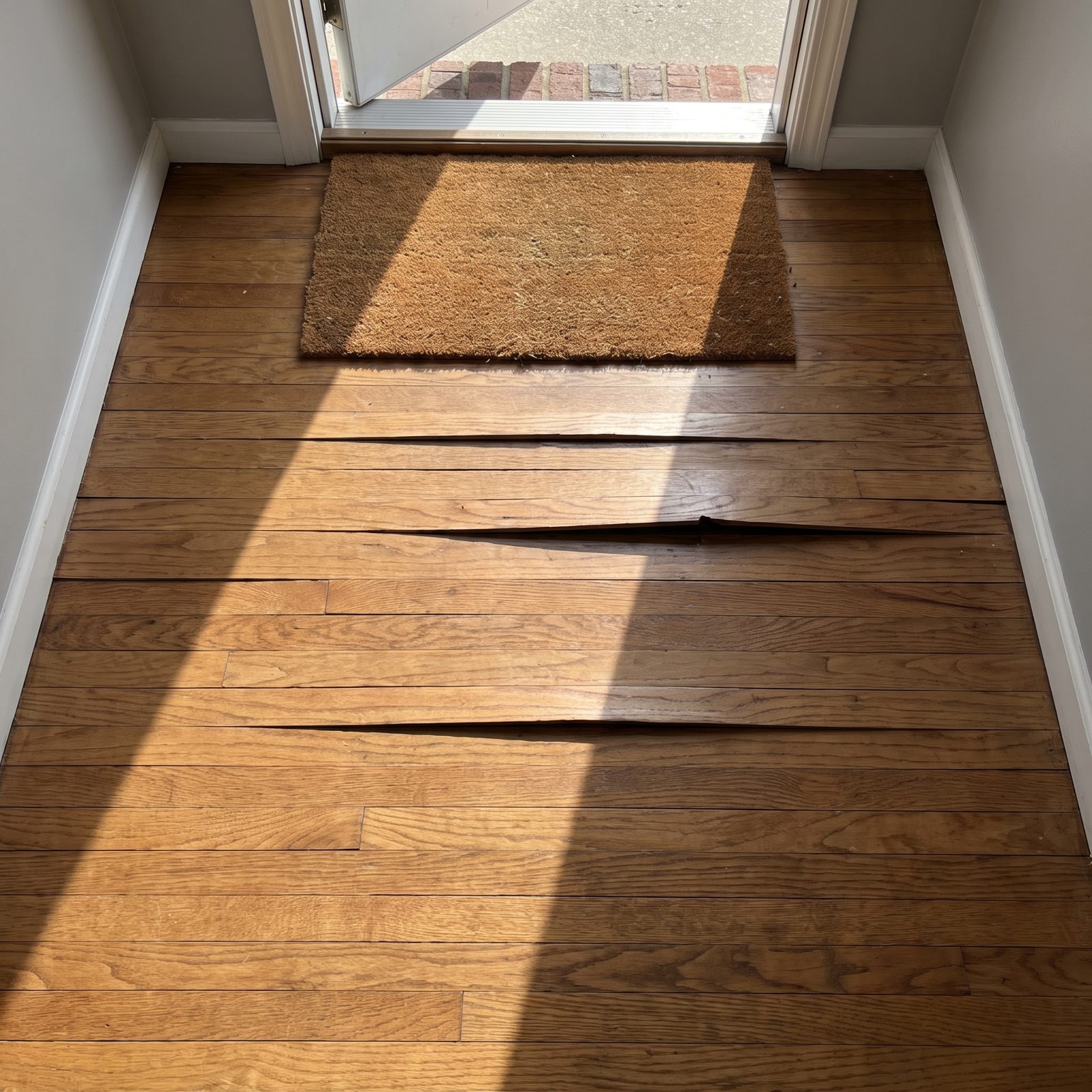 Wood Flooring That's Buckled by the Door