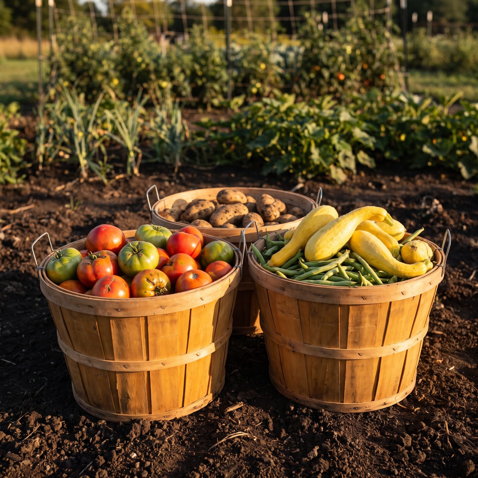 Wooden Bushel Baskets Used at Harvest Time