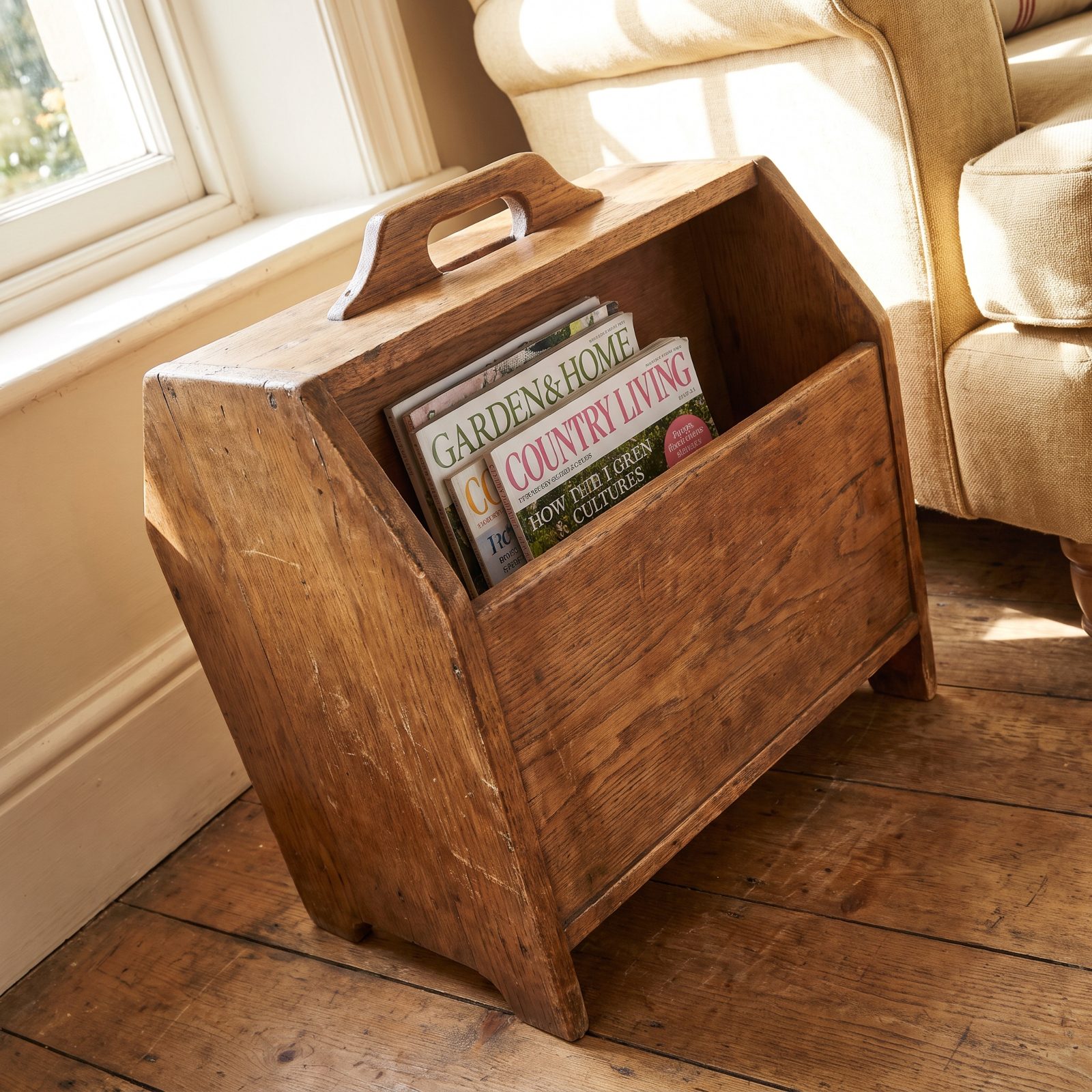 Wooden Magazine Rack With a Carry Handle