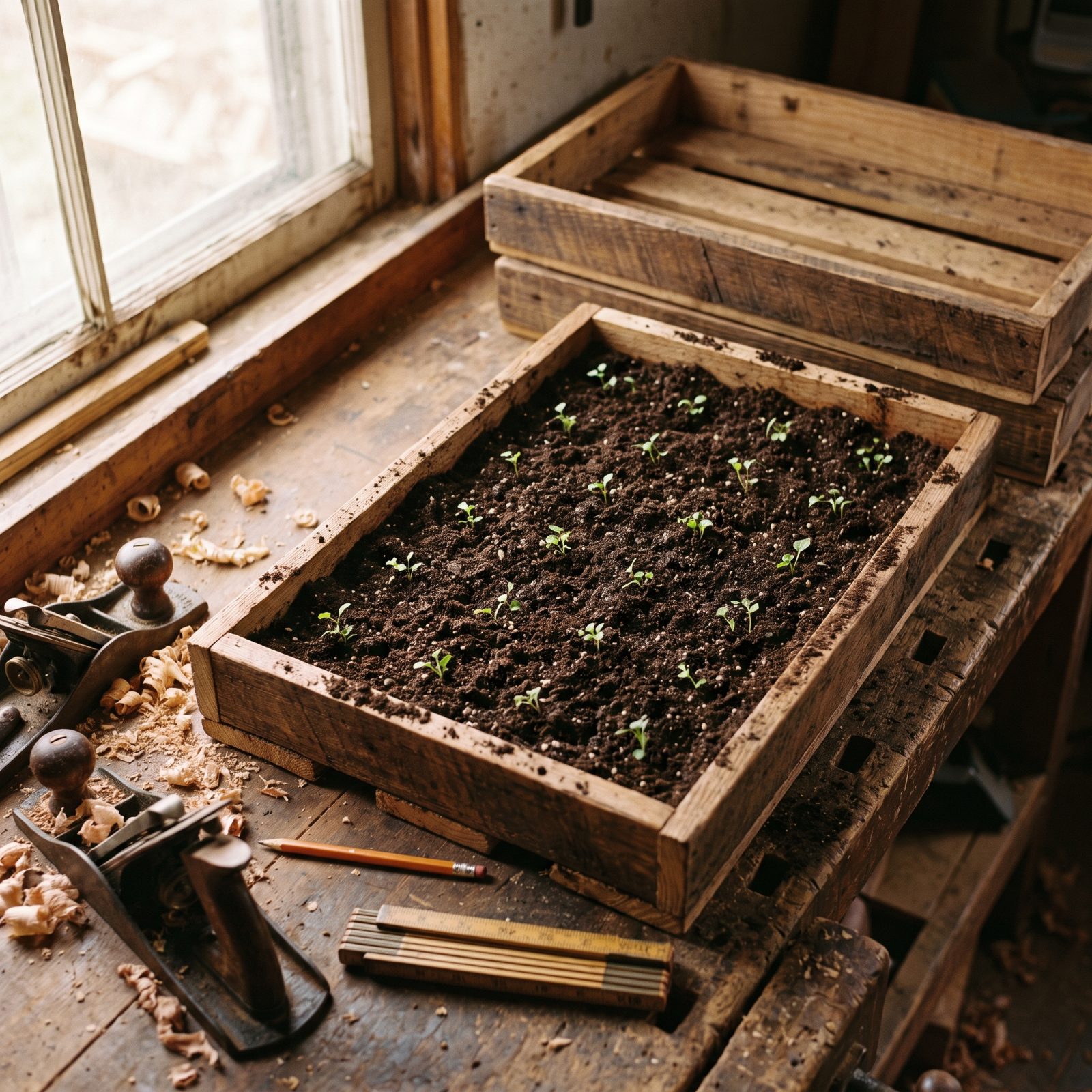 Wooden Seed Flats Made in the Workshop