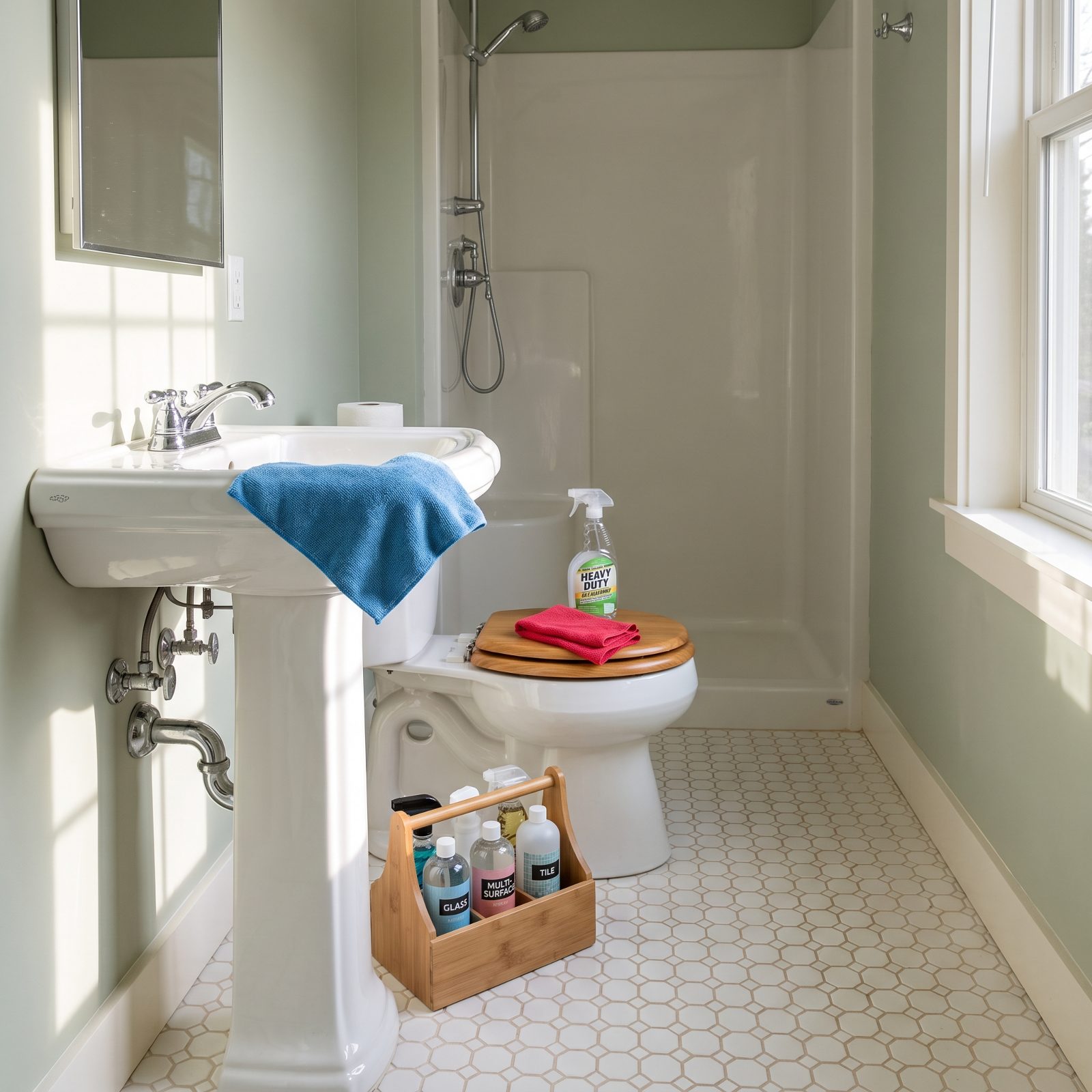 Working the Bathroom From Cleanest Surface to Dirtiest