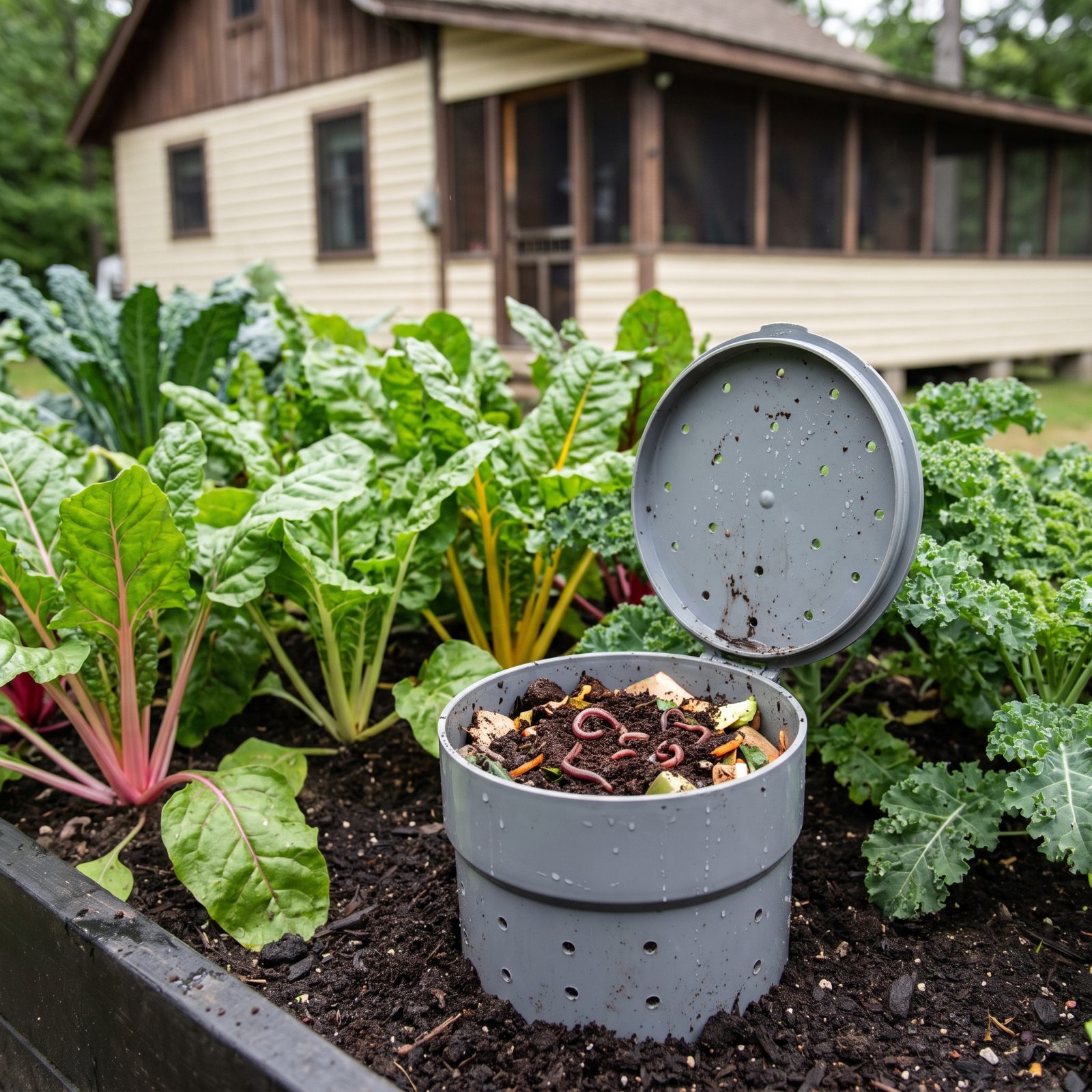 A Worm Tower That Turns Kitchen Scraps Into Bed Fertility