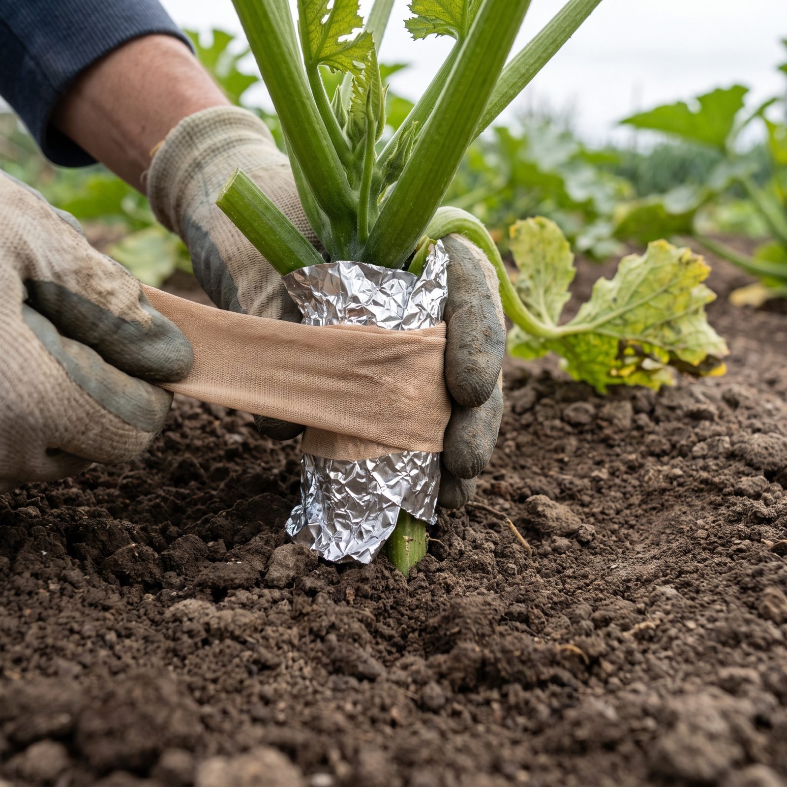 Wrap Squash Stem Bases to Block Vine Borer Eggs